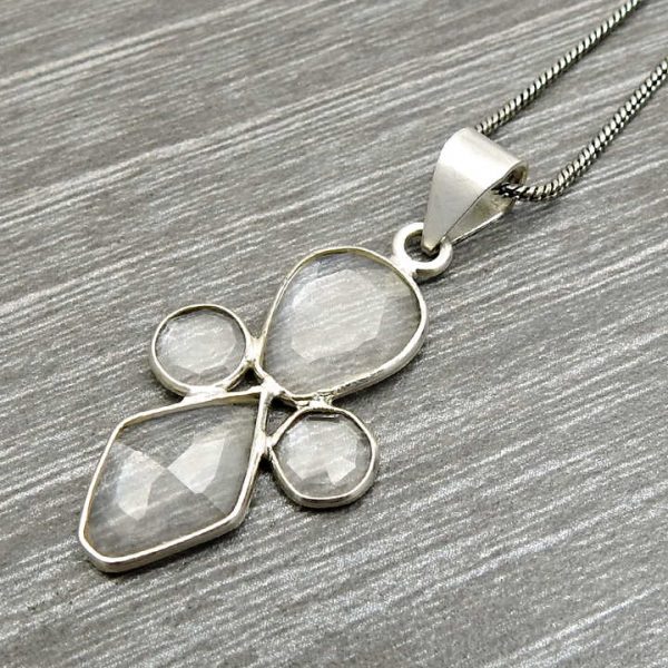 Elegant Look 925 Sterling Silver Pendant Natural Crystal Gemstone Unique Design Handmade Jewelry for Birthday Parties Pendant