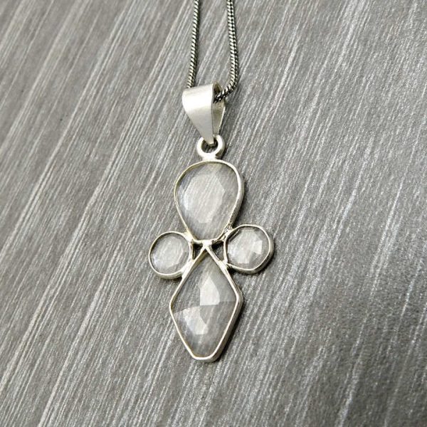 Elegant Look 925 Sterling Silver Pendant Natural Crystal Gemstone Unique Design Handmade Jewelry for Birthday Parties Pendant