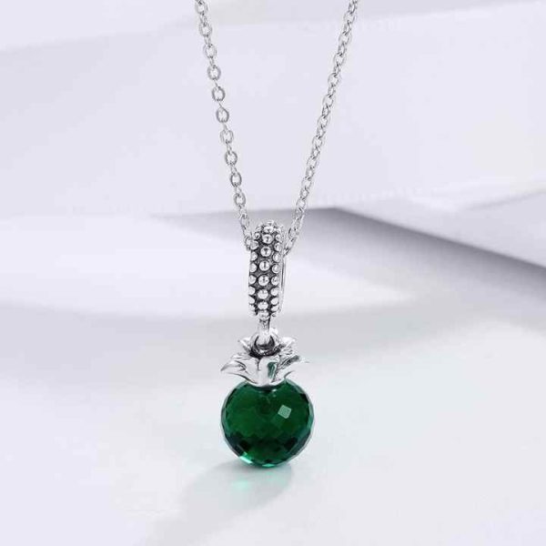 Summer Pineapple Green Crystal Pendant S925 Sterling Silver Spot