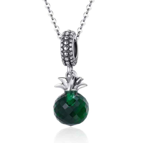 Summer Pineapple Green Crystal Pendant S925 Sterling Silver Spot