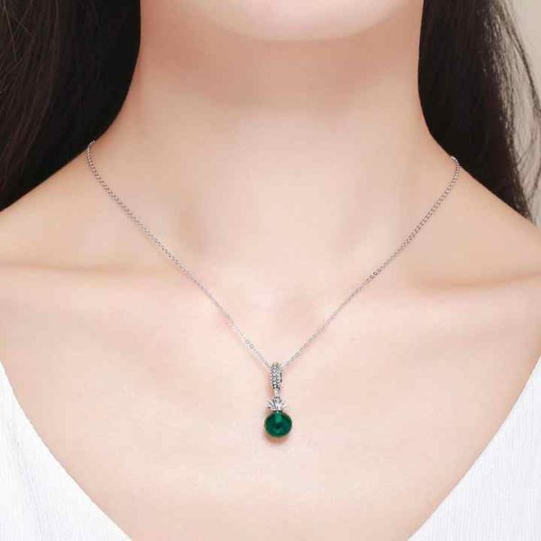Summer Pineapple Green Crystal Pendant S925 Sterling Silver Spot