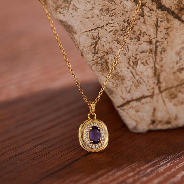 Wholesale S925 Sterling Silver Multicolor Natural Gemstone Pendant Necklace for Women Topaz Amethyst Charms Crystal Pendants