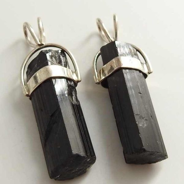 Black Tourmaline Natural Crystal Rough 925 Sterling Silver Pendant Gemstone Charms Handmade Women Fashion Jewelry Gift for Her