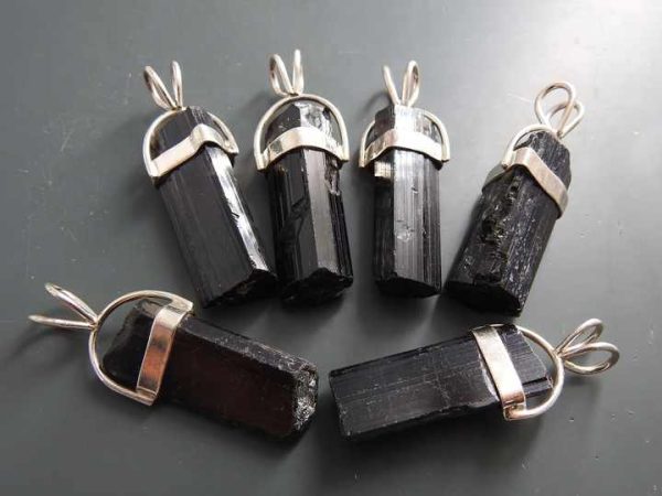 Black Tourmaline Natural Crystal Rough 925 Sterling Silver Pendant Gemstone Charms Handmade Women Fashion Jewelry Gift for Her