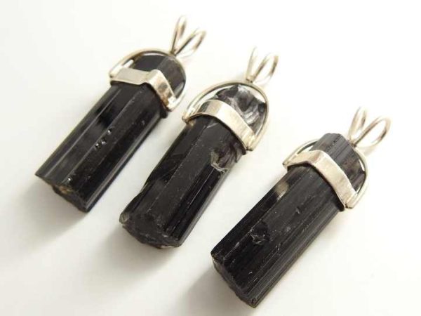 Black Tourmaline Natural Crystal Rough 925 Sterling Silver Pendant Gemstone Charms Handmade Women Fashion Jewelry Gift for Her