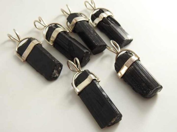 Black Tourmaline Natural Crystal Rough 925 Sterling Silver Pendant Gemstone Charms Handmade Women Fashion Jewelry Gift for Her