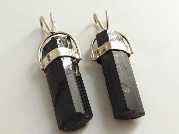 Black Tourmaline Natural Crystal Rough 925 Sterling Silver Pendant Gemstone Charms Handmade Women Fashion Jewelry Gift for Her