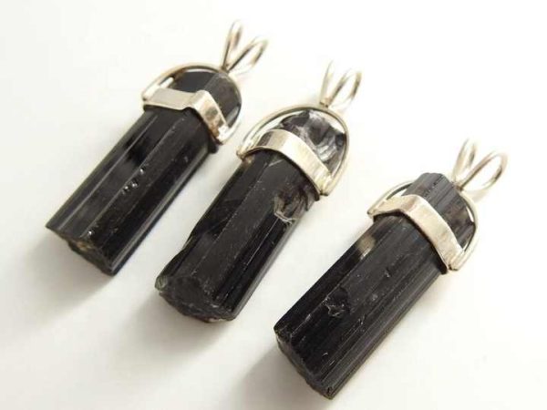 Black Tourmaline Natural Crystal Rough 925 Sterling Silver Pendant Gemstone Charms Handmade Women Fashion Jewelry Gift for Her