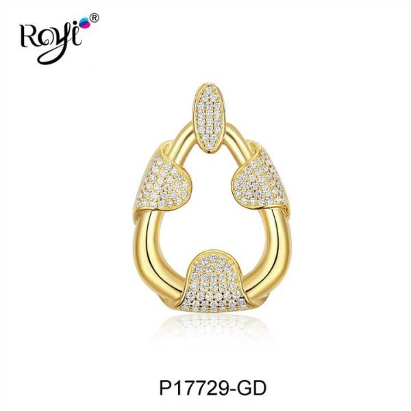 Beautiful Shiny Crystal 3AAA Grade Cubic Zirconia 925 Silver 18K Gold Drop Pendant