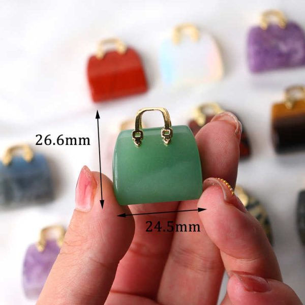 Hand Carved Mini Crystal Handbags, Crystal Bag Pendant for Necklace,Natural Stone Purse Necklace Pendant