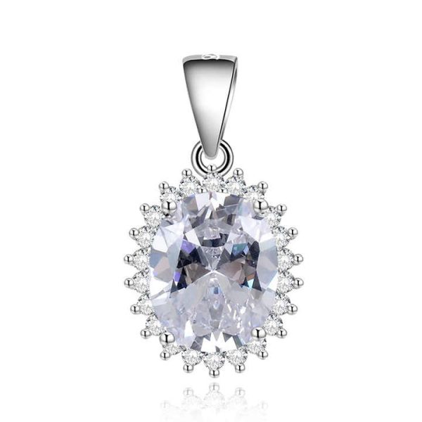 China Wholesale Luxury Gemstone Pendant Jewellery Women 925 Sterling Silver Rhodium Plating Aaa Crystal Stone Pendants