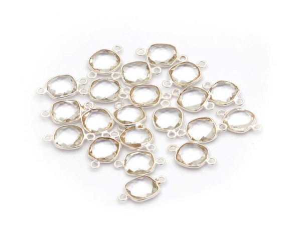 Bezel Set Sterling Silver Crystal Quartz Connector