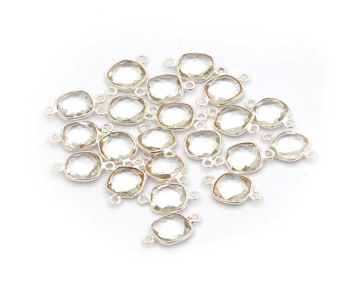Bezel Set Sterling Silver Crystal Quartz Connector