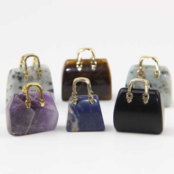 Natural Crystal Craftsmanship Quartz Stone Charm Necklace Beautiful Luxury Gem Mini Bag Pendant Necklace Jewelry