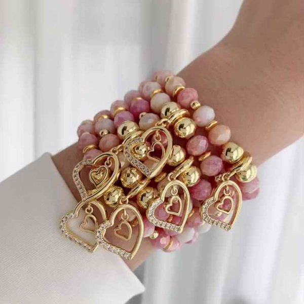 Minimalist Crystal Heart Charm Bracelet for Women - Bohemian Gold Plated Daily Wear Jewelry Gift