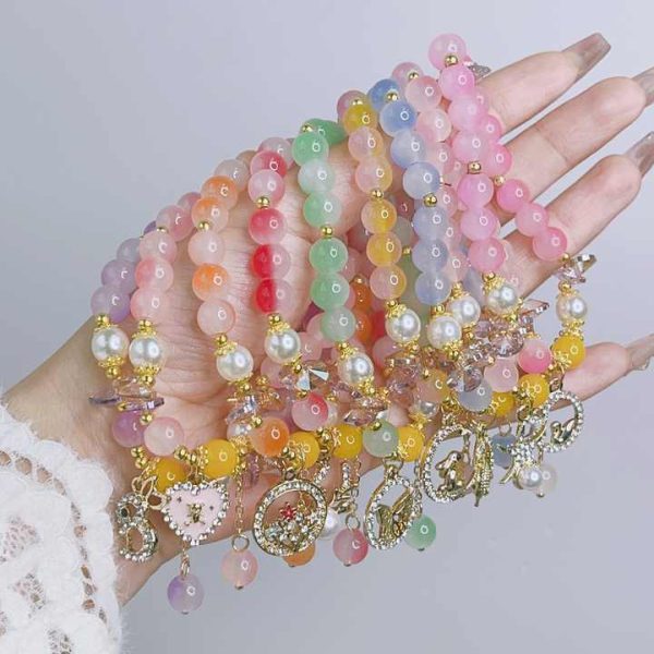 Wholesale Colorful Popping Crystal Beads Bracelets Kids Princess Cartoon Butterfly Moon Star Cute Charm Bracelets for Teen Girls