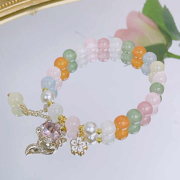 Wholesale Colorful Popping Crystal Beads Bracelets Kids Princess Cartoon Butterfly Moon Star Cute Charm Bracelets for Teen Girls