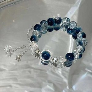 Fashion Women Stone Bead Glass Beads Bracelet Colorful Crystal Beaded Star Girls Bracelet Ladies Bracelet Wholesale