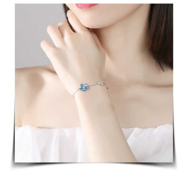 SWB08 Blue Crystal Jewelry Wholesale 925 Silver Flower Shape Design Chain Personalized Bracelet