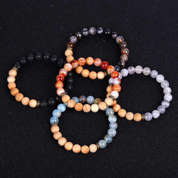 Crystal Bracelet Agate Stone Beads Log Bracelet Stress Relief Adjustable Bracelet Aromatherapy Essential Oil Diffusion Therapy