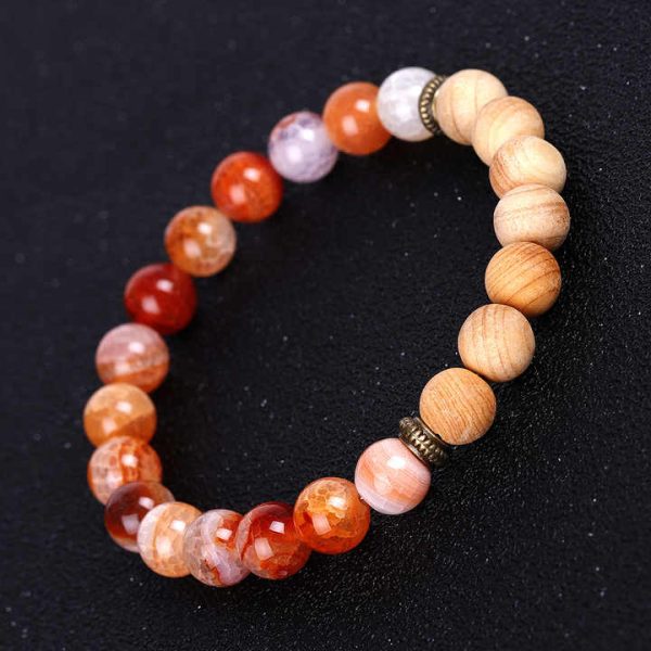 Crystal Bracelet Agate Stone Beads Log Bracelet Stress Relief Adjustable Bracelet Aromatherapy Essential Oil Diffusion Therapy