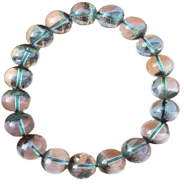 Top Natural Ghost Phantom Quartz Bracelet for Women Men Stretch Crystal Round Beads Strands Jewelry