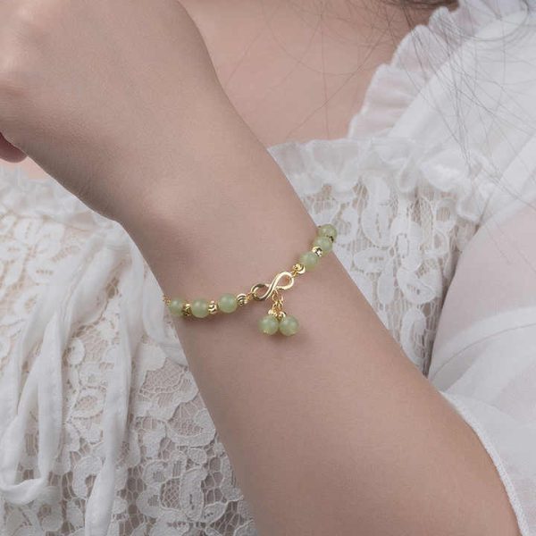 Fashion Jewelry Wholesale Natural Crystal Gemstone Tumble Beads Jade Handmade Link Bow Bracelet for Women