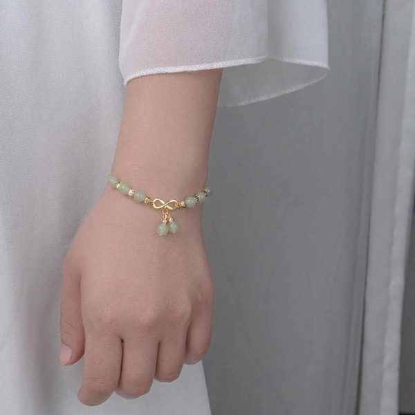 Fashion Jewelry Wholesale Natural Crystal Gemstone Tumble Beads Jade Handmade Link Bow Bracelet for Women