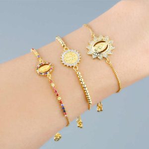 New Gold Chain Virgin Mary Charm Bracelets for Women Crystal Bracelet Religious Jewelry Wholesale Virgen De Guadalupe