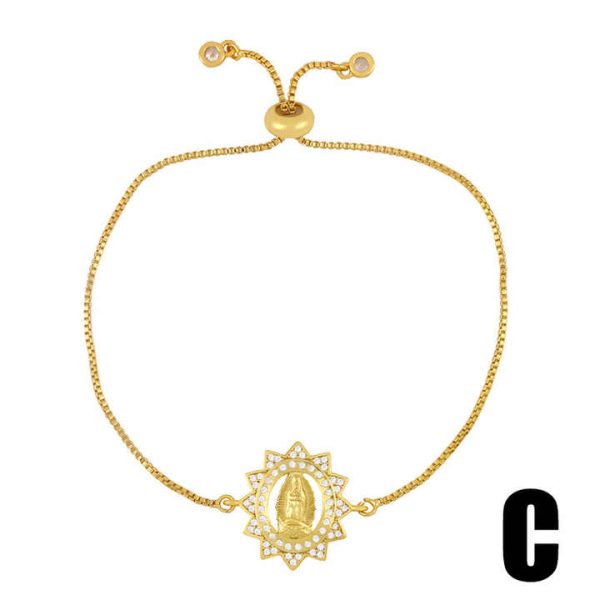 New Gold Chain Virgin Mary Charm Bracelets for Women Crystal Bracelet Religious Jewelry Wholesale Virgen De Guadalupe