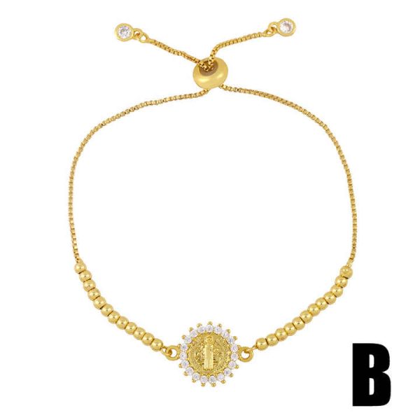 New Gold Chain Virgin Mary Charm Bracelets for Women Crystal Bracelet Religious Jewelry Wholesale Virgen De Guadalupe