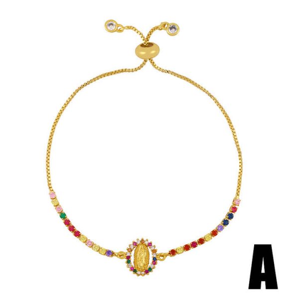 New Gold Chain Virgin Mary Charm Bracelets for Women Crystal Bracelet Religious Jewelry Wholesale Virgen De Guadalupe