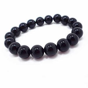 Black Agate 8 10 12mm Stone Bracelet for Men Gift Handmade Smooth Crystal Round Beads Couple Bracelets