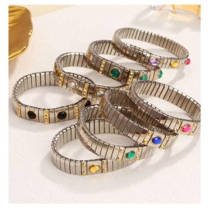 -C3404 Vintage Bracelets for Men Women Elastic Design Bracelet Unique Jewelry Colorful Crystal Bracelet for Men