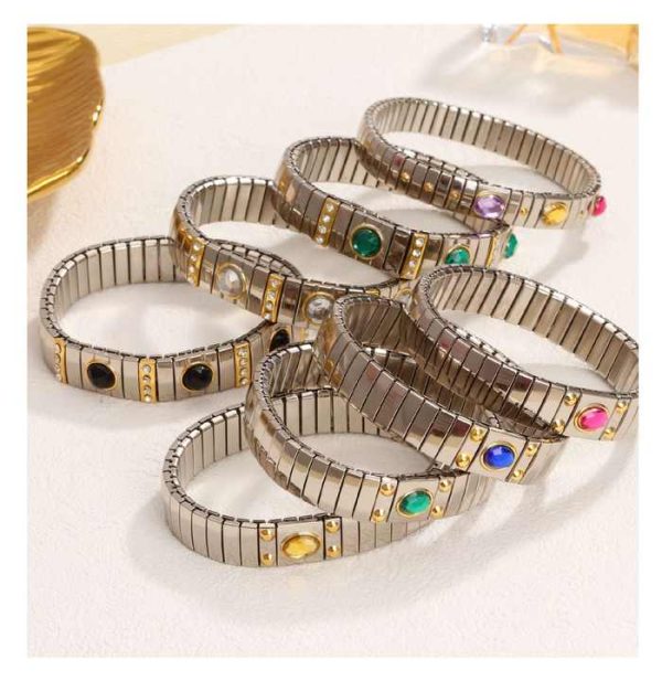 -C3404 Vintage Bracelets for Men Women Elastic Design Bracelet Unique Jewelry Colorful Crystal Bracelet for Men
