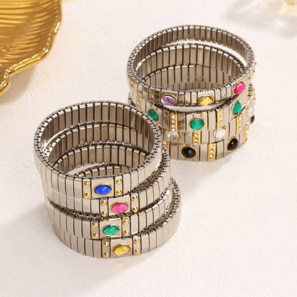 -C3404 Vintage Bracelets for Men Women Elastic Design Bracelet Unique Jewelry Colorful Crystal Bracelet for Men