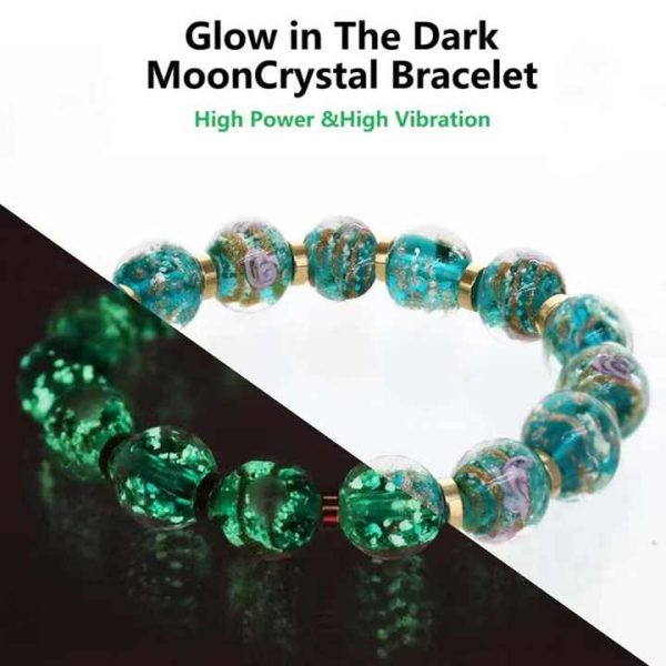 Crystal Healing Beaded Bracelet Anti Anxiety Unisex Bracelet for Women Glow in the Dark Moon Crystal Stress Relief Bracelet