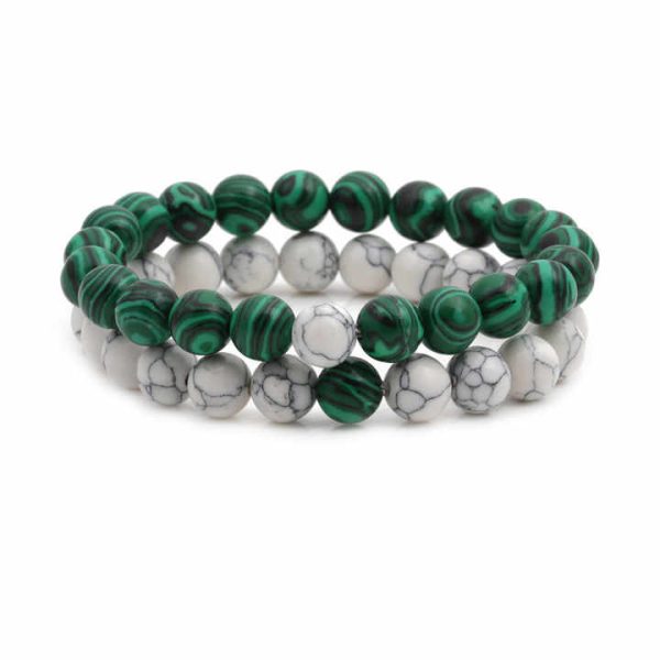 European and American Natural Stone Crystal Bracelet 8mm Volcanic Tiger Stone White Pine Agate Stretch Beaded Bangle