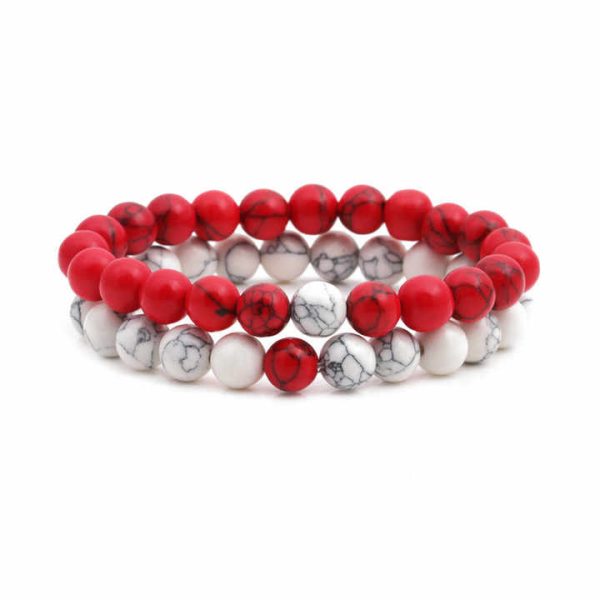 European and American Natural Stone Crystal Bracelet 8mm Volcanic Tiger Stone White Pine Agate Stretch Beaded Bangle