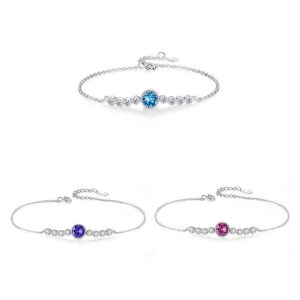 High Quality Ocean Birthstone 925 Sterling Silver Embellished Genuine Austria Crystal Bracelet Wedding Engagement Jewelry