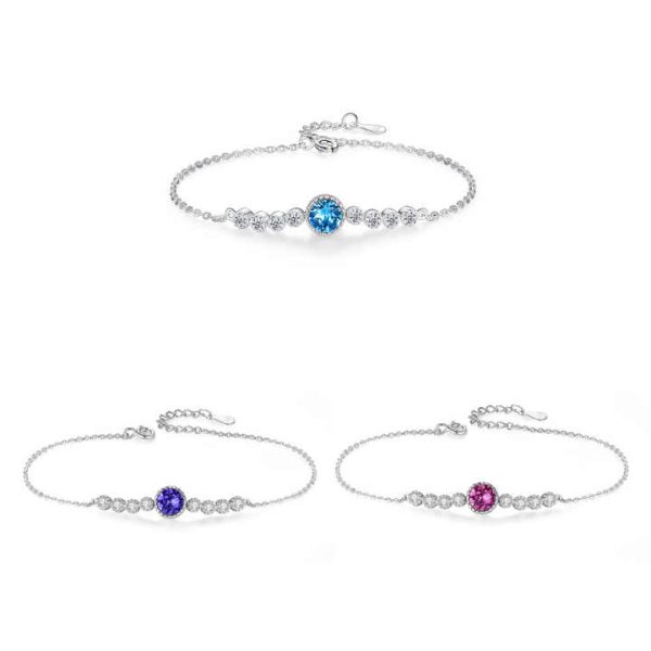 High Quality Ocean Birthstone 925 Sterling Silver Embellished Genuine Austria Crystal Bracelet Wedding Engagement Jewelry