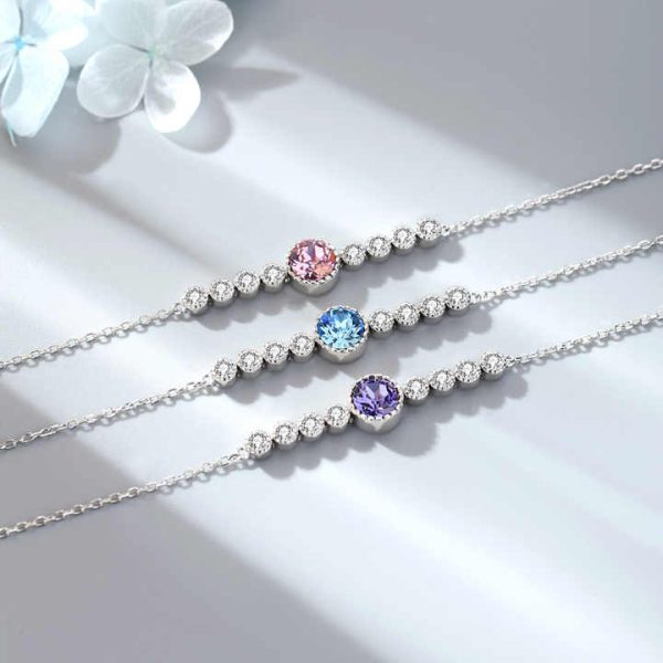 High Quality Ocean Birthstone 925 Sterling Silver Embellished Genuine Austria Crystal Bracelet Wedding Engagement Jewelry