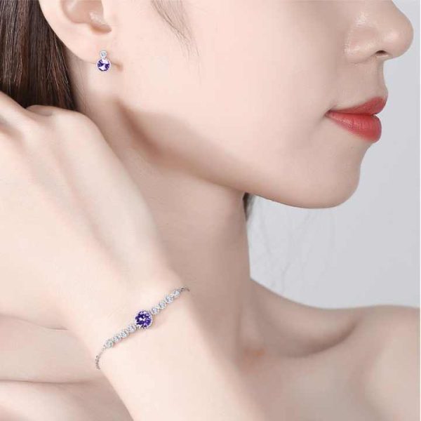 High Quality Ocean Birthstone 925 Sterling Silver Embellished Genuine Austria Crystal Bracelet Wedding Engagement Jewelry