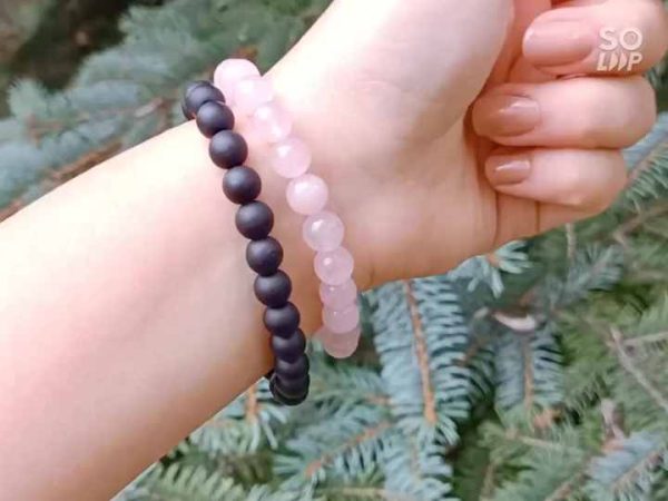 4mm 7 Chakra Healing Stone Stretch Adjustable Bracelet with Black Lava Beads for Men and Women