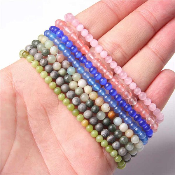 4mm Natural Crystal Beaded Bracelet Luxury Healing Gemstone Stretch Adjustable Bracelet for Men Women Bracelet