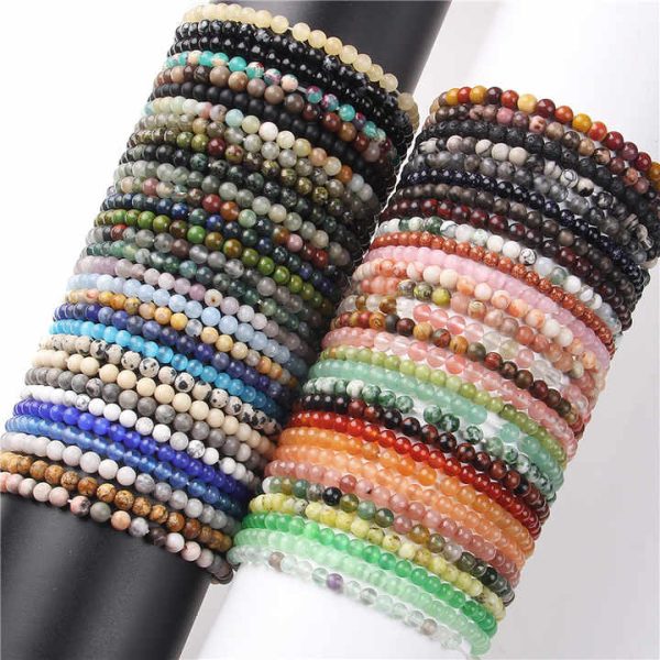 4mm Natural Crystal Beaded Bracelet Luxury Healing Gemstone Stretch Adjustable Bracelet for Men Women Bracelet