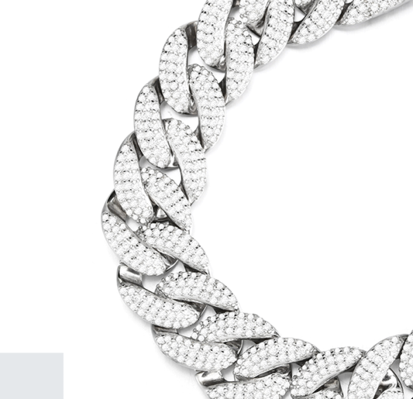 European Hot Selling Hand Jewelry 925 Silver Men's Hips Hops Bracelet Full Crystal Cuban Link Bracelet for Men Gifts
