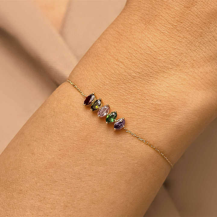 Luxury Adjustable Birth Stone Sterling Silver Bracelet Cubic Zirconia Crystal Sapphire Birthstone Chain Bracelet for Women