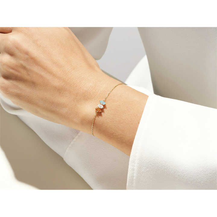 Luxury Adjustable Birth Stone Sterling Silver Bracelet Cubic Zirconia Crystal Sapphire Birthstone Chain Bracelet for Women