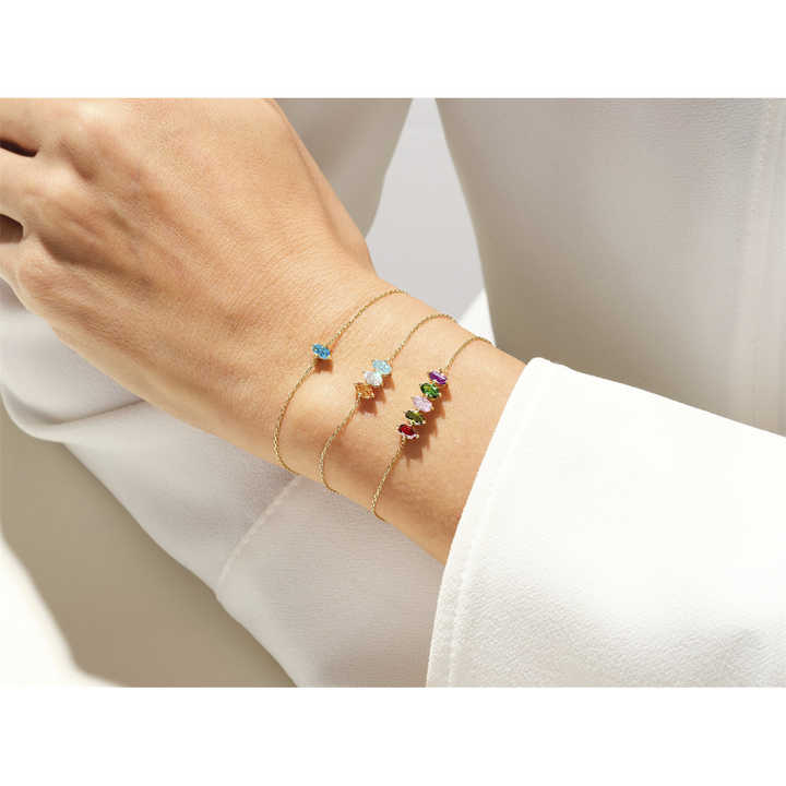 Luxury Adjustable Birth Stone Sterling Silver Bracelet Cubic Zirconia Crystal Sapphire Birthstone Chain Bracelet for Women